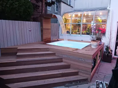 Spa Deck and Waterfall